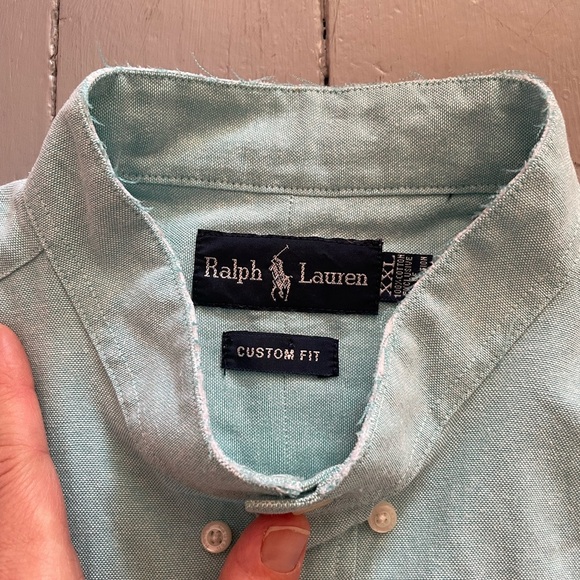 Ralph Lauren Custom Fit Band Collar Shirt XXL Y2K Vintage - Picture 8 of 11